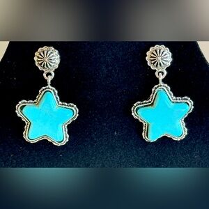 Western Turquoise inspired Star Drop Earrings